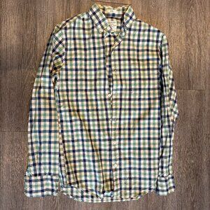 J. Crew Non-Iron Slim Fit Button Down Green Blue Check Casual Shirt - Size XS